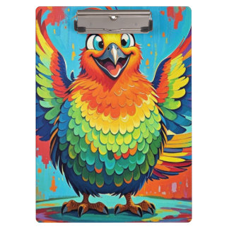 Happy Bird colourful art abstract Clipboard