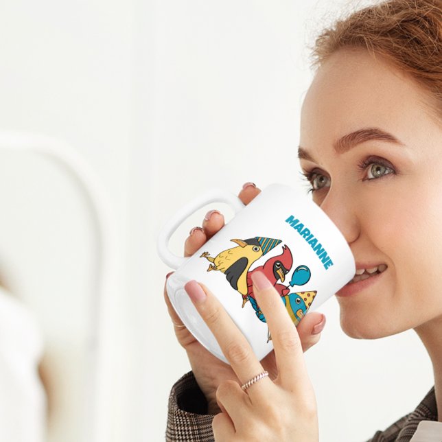 Happy Bird Day Cartoon Birds Themed Birthday Coffee Mug (Creator Uploaded)