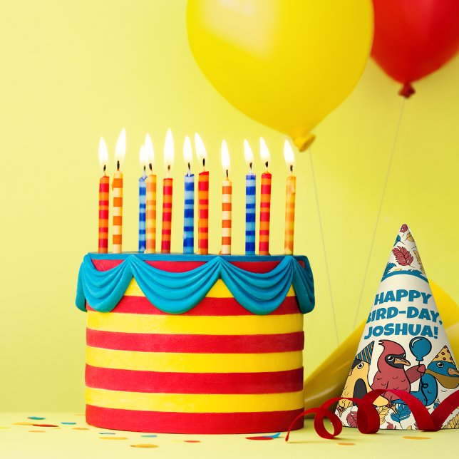 Happy Bird Day Cartoon Birds Themed Birthday Party Hat (Creator Uploaded)