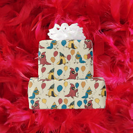 Happy Bird Day Cartoon Birds Themed Birthday Wrapping Paper