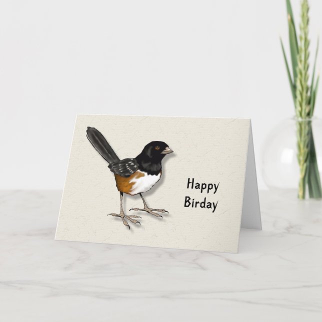 Happy Birday: Pun, Bird Illustration: Birthday Card (Front)