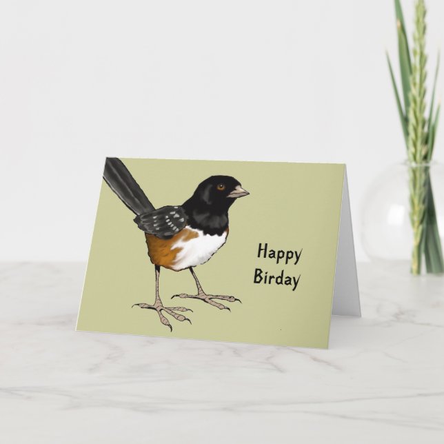 Happy Birday: Pun, Bird Illustration: Birthday Card (Front)