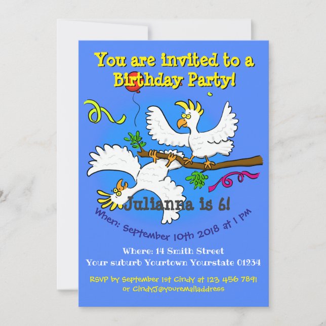 Happy birds 6 years old birthday party invite (Front)