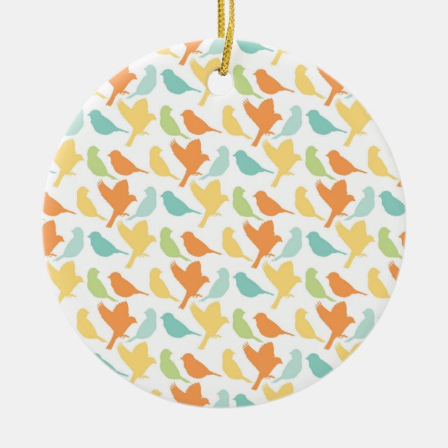 Happy Birds Ceramic Tree Decoration (Front)