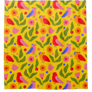 Happy Birds Flock Together Cheerful  Shower Curtain