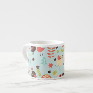Happy Birds in Fields of Flowers Espresso Cup