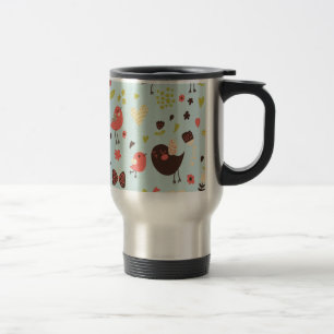 Happy Birds in Fields of Flowers Travel Mug