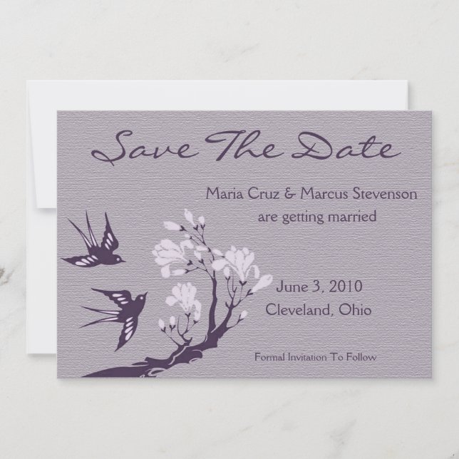 Happy Birds Save The Date (Orchid) (Front)