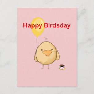 Happy Birdsday Bird Themed Birthday Greeting  Postcard