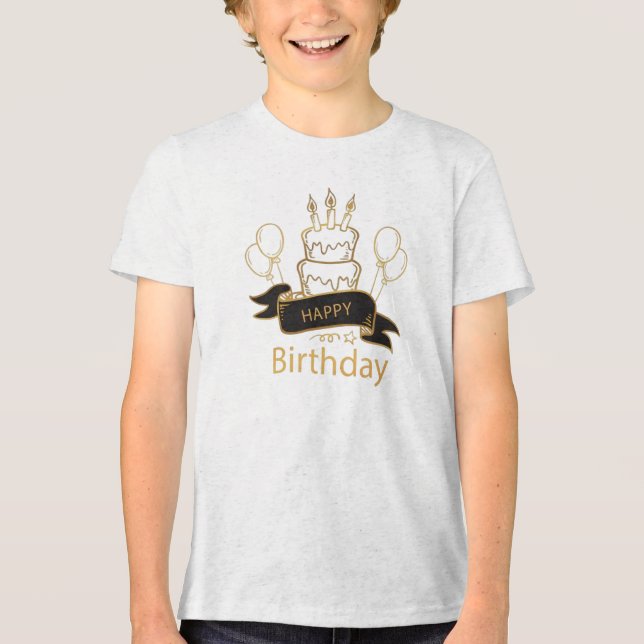 Happy Birth Day Cake Tri-Blend Shirt (Front)