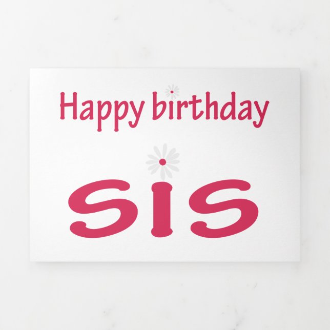 happy birth day sis Tri-Fold card (Cover)