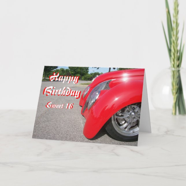 Happy Birth Day Sweet 16 Thank You Card (Front)