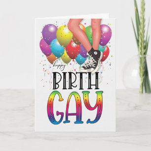 Happy Birth GAY Teen Legs in Sneakers Birthday Card