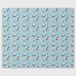 Happy Birthdaisy (birthday) puffin Wrapping Paper