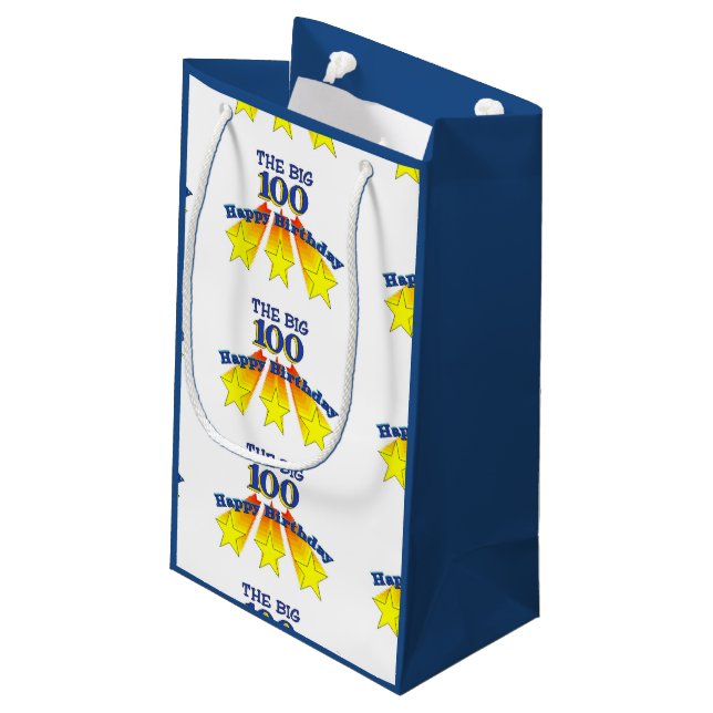 Happy Birthday 100 Small Gift Bag (Back Angled)