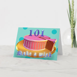 Happy Birthday 101 Pink Cake stripes Birthday Card