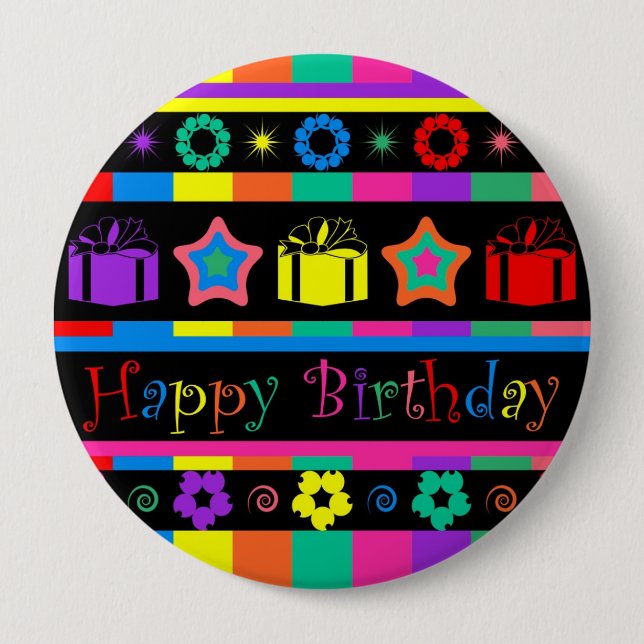 Happy Birthday 10 Cm Round Badge (Front)