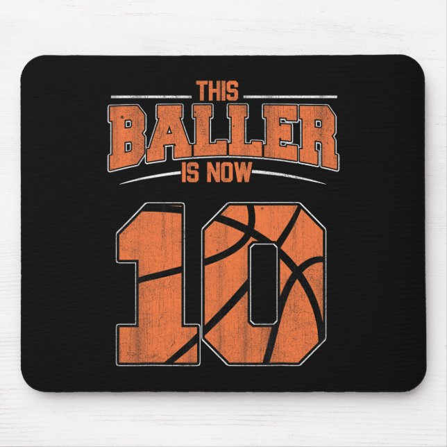Happy Birthday 10th 10 Year Old Basketball Boys Te Mouse Mat (Front)