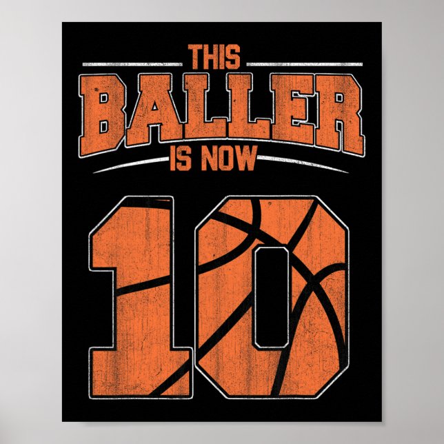 Happy Birthday 10th 10 Year Old Basketball Boys Te Poster (Front)
