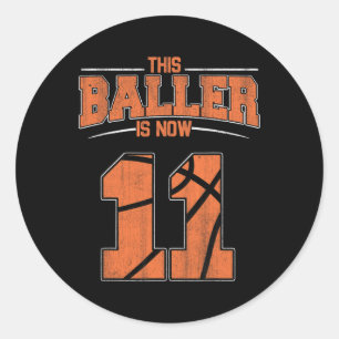 Happy Birthday 11th 11 Year Old Basketball Boys El Classic Round Sticker