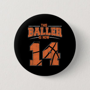 Happy Birthday 14 Year Old Basketball Boys Fourtee 6 Cm Round Badge