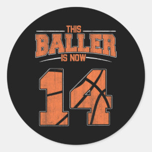 Happy Birthday 14 Year Old Basketball Boys Fourtee Classic Round Sticker