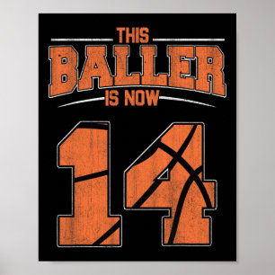 Happy Birthday 14 Year Old Basketball Boys Fourtee Poster