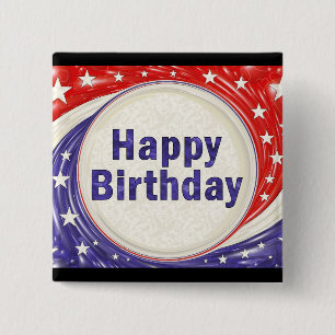 Happy Birthday 15 Cm Square Badge
