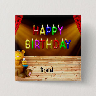 Happy Birthday 15 Cm Square Badge