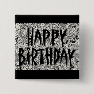 Happy Birthday 15 Cm Square Badge