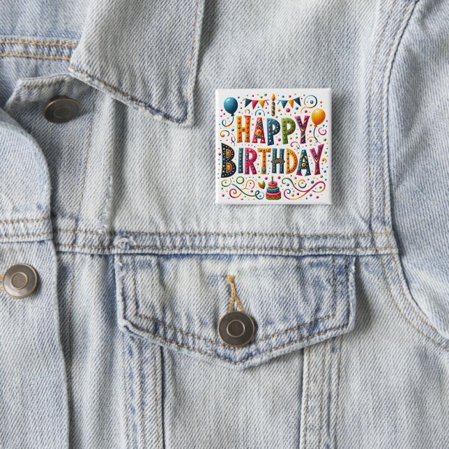 Happy Birthday 15 Cm Square Badge (In Situ)