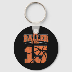 Happy Birthday 15 Year Old Basketball Boys Fifteen Key Ring
