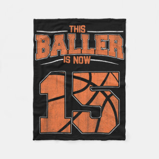 Happy Birthday 15 Year Old Bysketbyll Boys Fifteen Fleece Blanket