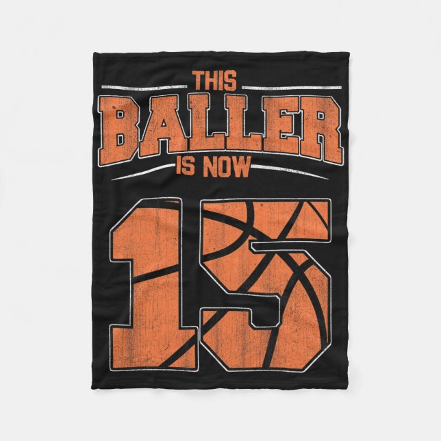 Happy Birthday 15 Year Old Bysketbyll Boys Fifteen Fleece Blanket (Front)
