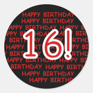 Happy Birthday 16 Classic Round Sticker