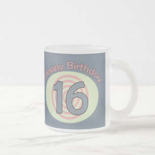 Happy Birthday 16 Frosted Glass Coffee Mug