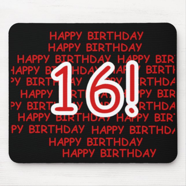 Happy Birthday 16 Mouse Mat (Front)