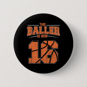Happy Birthday 16 Year Old Basketball Boys Sixteen 6 Cm Round Badge