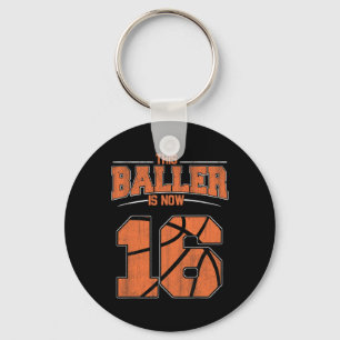 Happy Birthday 16 Year Old Basketball Boys Sixteen Key Ring