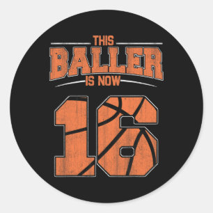 Happy Birthday 16 Year Old Bysketbyll Boys Sixteen Classic Round Sticker