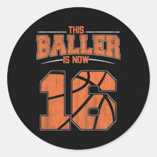 Happy Birthday 16 Year Old Bysketbyll Boys Sixteen Classic Round Sticker