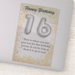 Happy birthday 16 year old sticker