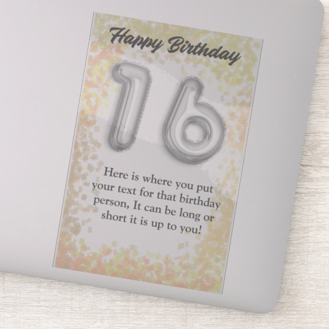Happy birthday 16 year old sticker (Detail)