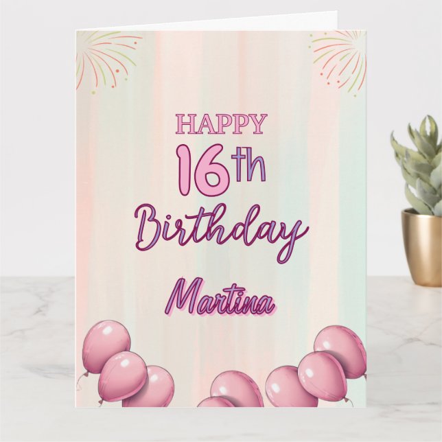 Happy Birthday 16th Teenager Sweet Girl  Card (Small Plant)