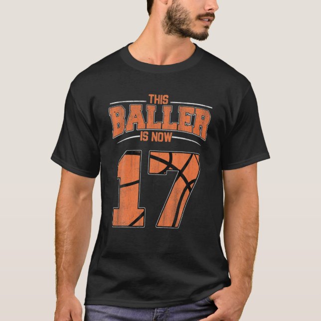 Happy Birthday 17 Year Old Basketball Boys Sevennt T-Shirt (Front)