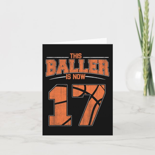 Happy Birthday 17 Year Old Basketball Boys Sevente Card (Front)