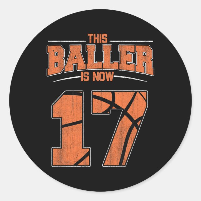 Happy Birthday 17 Year Old Basketball Boys Sevente Classic Round Sticker (Front)