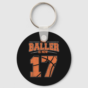 Happy Birthday 17 Year Old Basketball Boys Sevente Key Ring