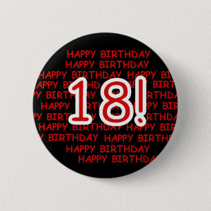 Happy Birthday 18  6 Cm Round Badge