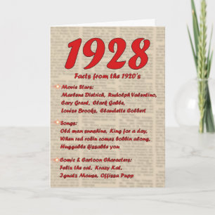 Happy Birthday 1928 Year of Birth 20's 20s twentie Card